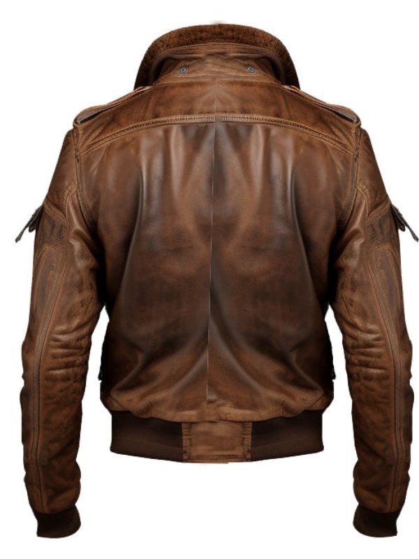 Women Vintage Leather Jacket - Distressed Brown Bomber Jacket