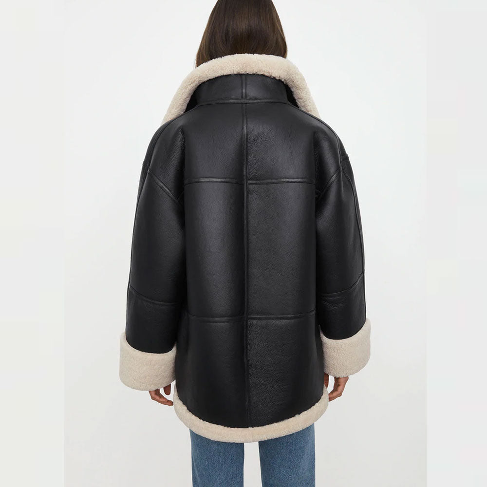 Women’s B3 RAF Aviator Styled Sheepskin Shearling Leather Jacket