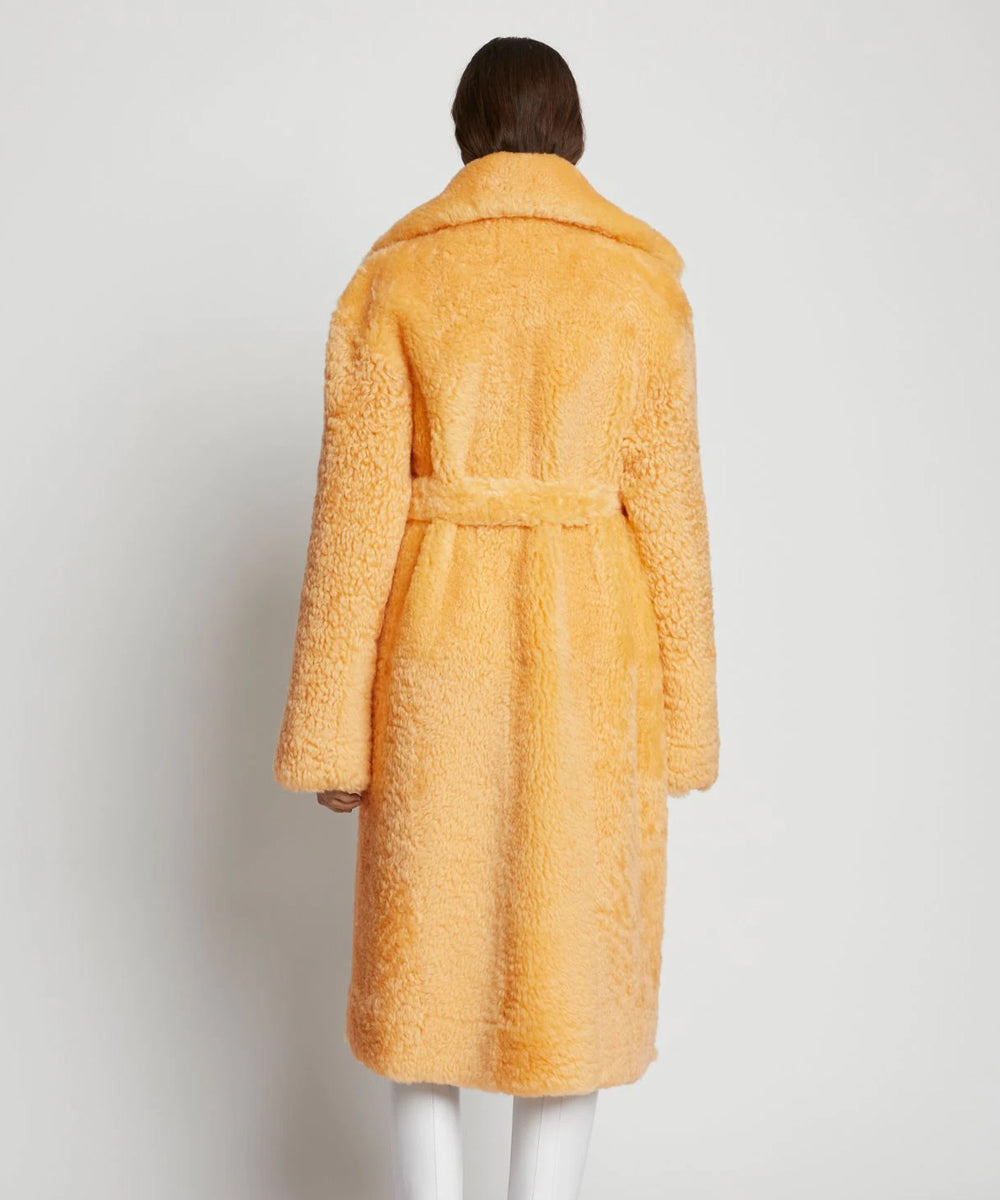 Women’s Apricot Soft Curly Fur Shearling Long Coat