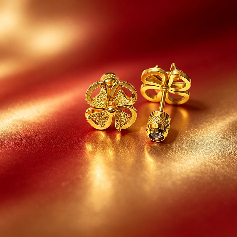 Designed Three-dimensional Matte Clover Drop Earrings With Tassels For Women