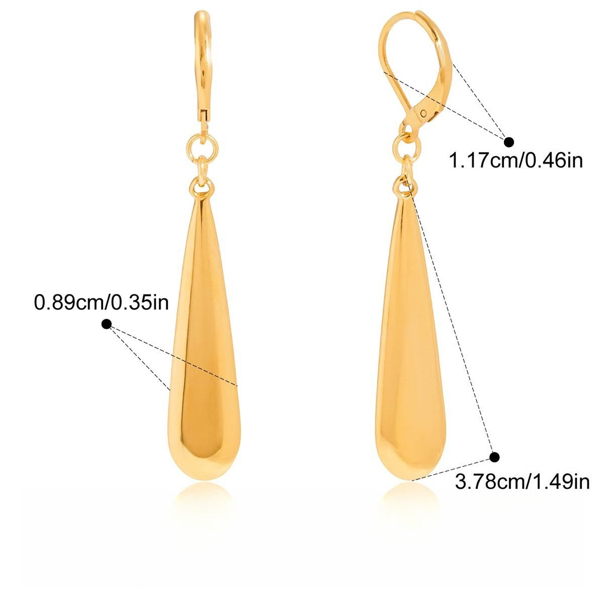 18K gold teardrop metal earrings