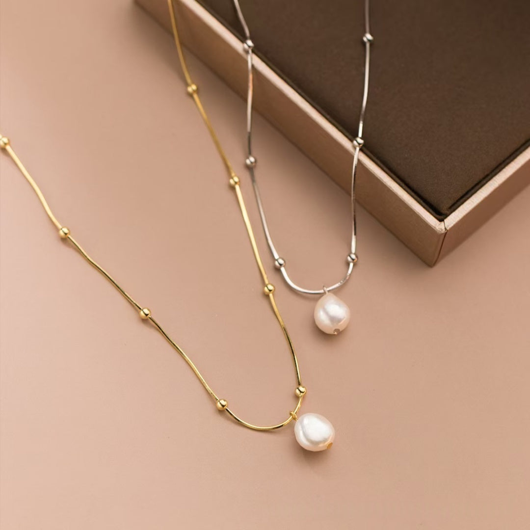 Titanium Steel Non Fading Necklace, Freshwater Pearl, Light Luxury, High-end Feel