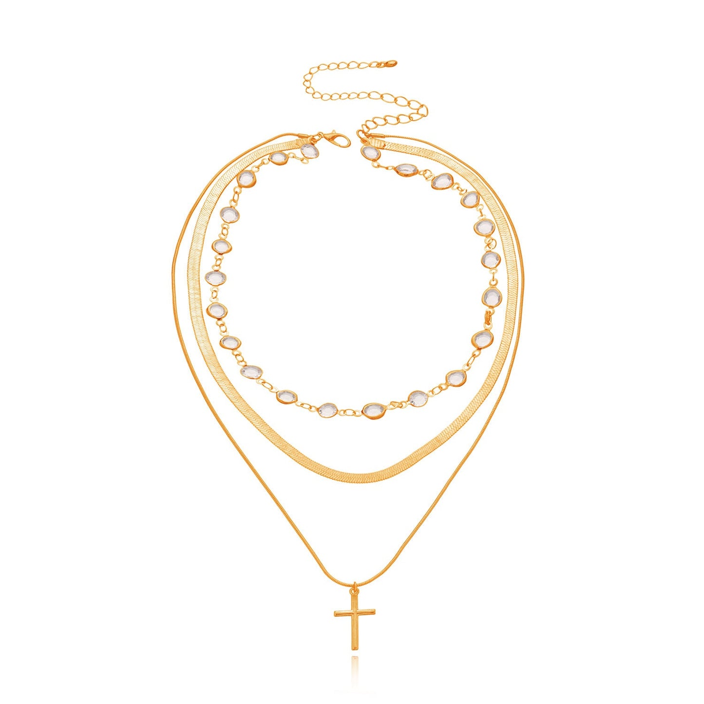Fashion Rhinestone Necklace Cross Pendant Necklace For Women