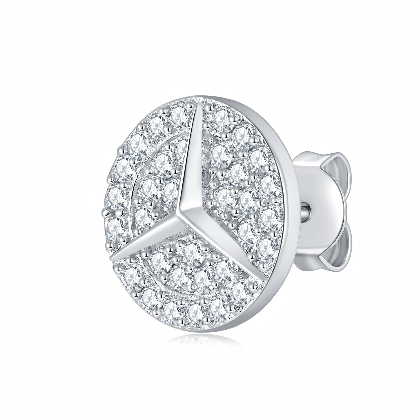 S925 Sterling Silver Moissanite Stud Earrings  Round Pave Three Pointed Star Geometric Design With GRA Certificate Platinum Plated Gift Box Set For Women Or Men