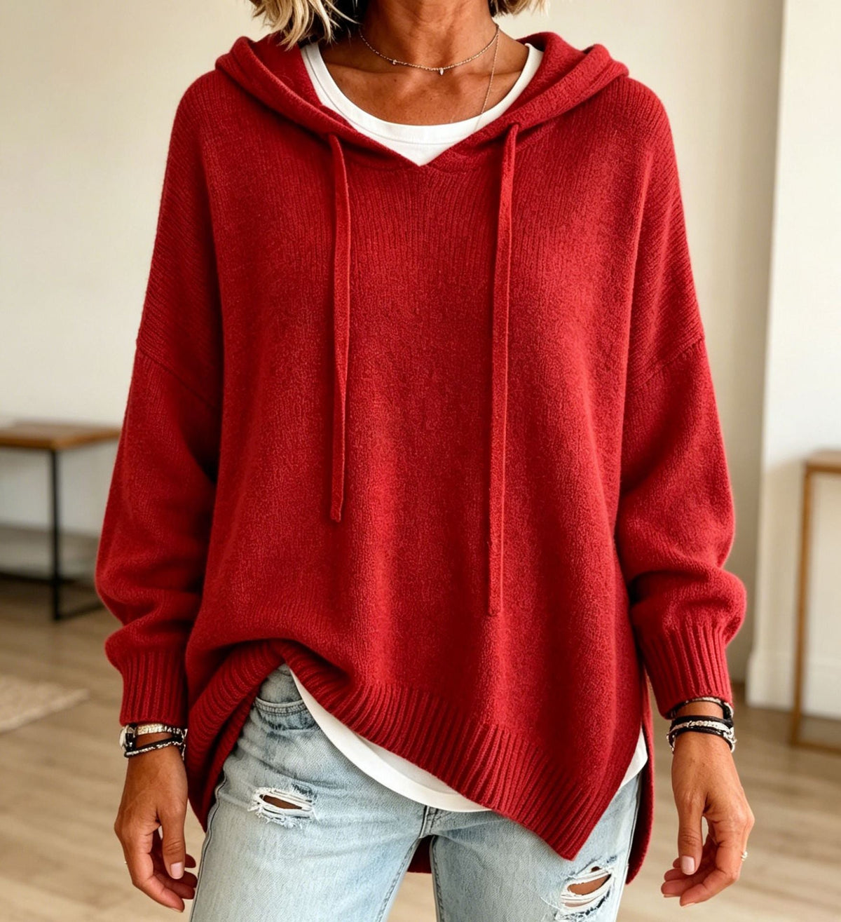 2026 Autumn New Women's Clothing - European Amazon Independent Store - Knitted New Hooded Drawstring Long-Sleeved Sweater - Knitted Outerwear - Loose Fit - 10 Colors Available