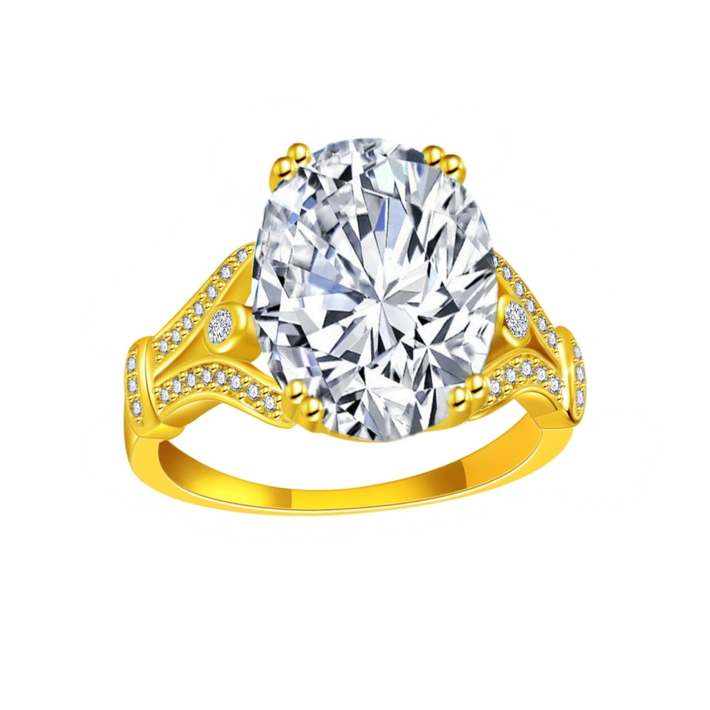 Goose Egg Diamond Creative Large Loose Stone 18k Gold-Plated Ring