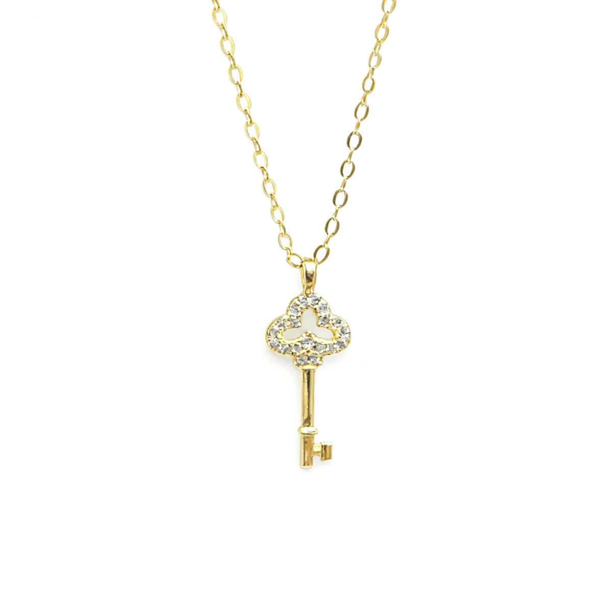 S925 Sterling Silver Sparkling Diamond Cut Out Key Necklace Exquisite Sweet Fashion Versatile Accessible Luxury Stylish Clavicle Chain Wholesale