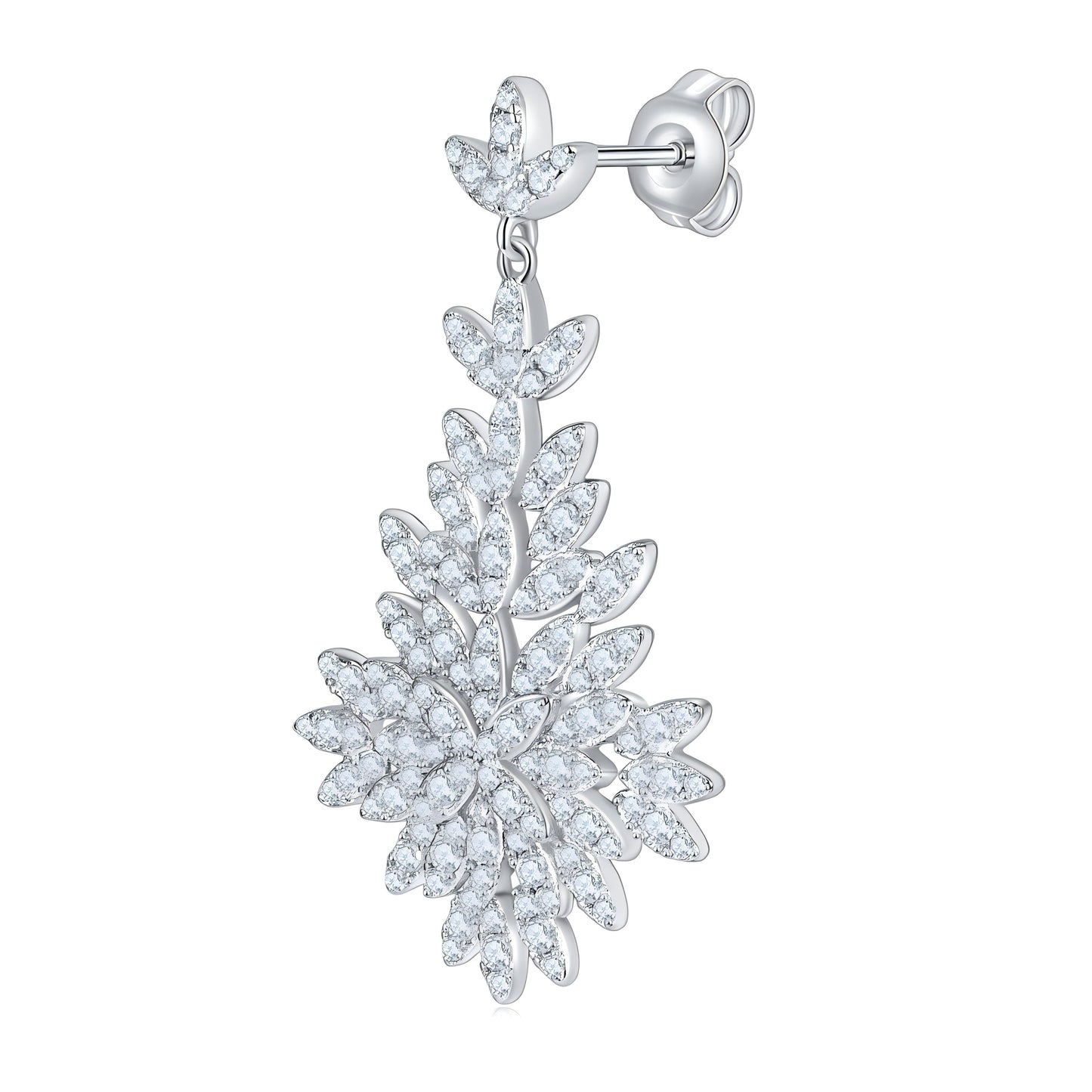 S925 Sterling Silver Platinum Plated Moissanite Long Dangle Earrings  Cluster Leaf Design With GRA Certificate Luxury Jewelry Gift Box Set For Women