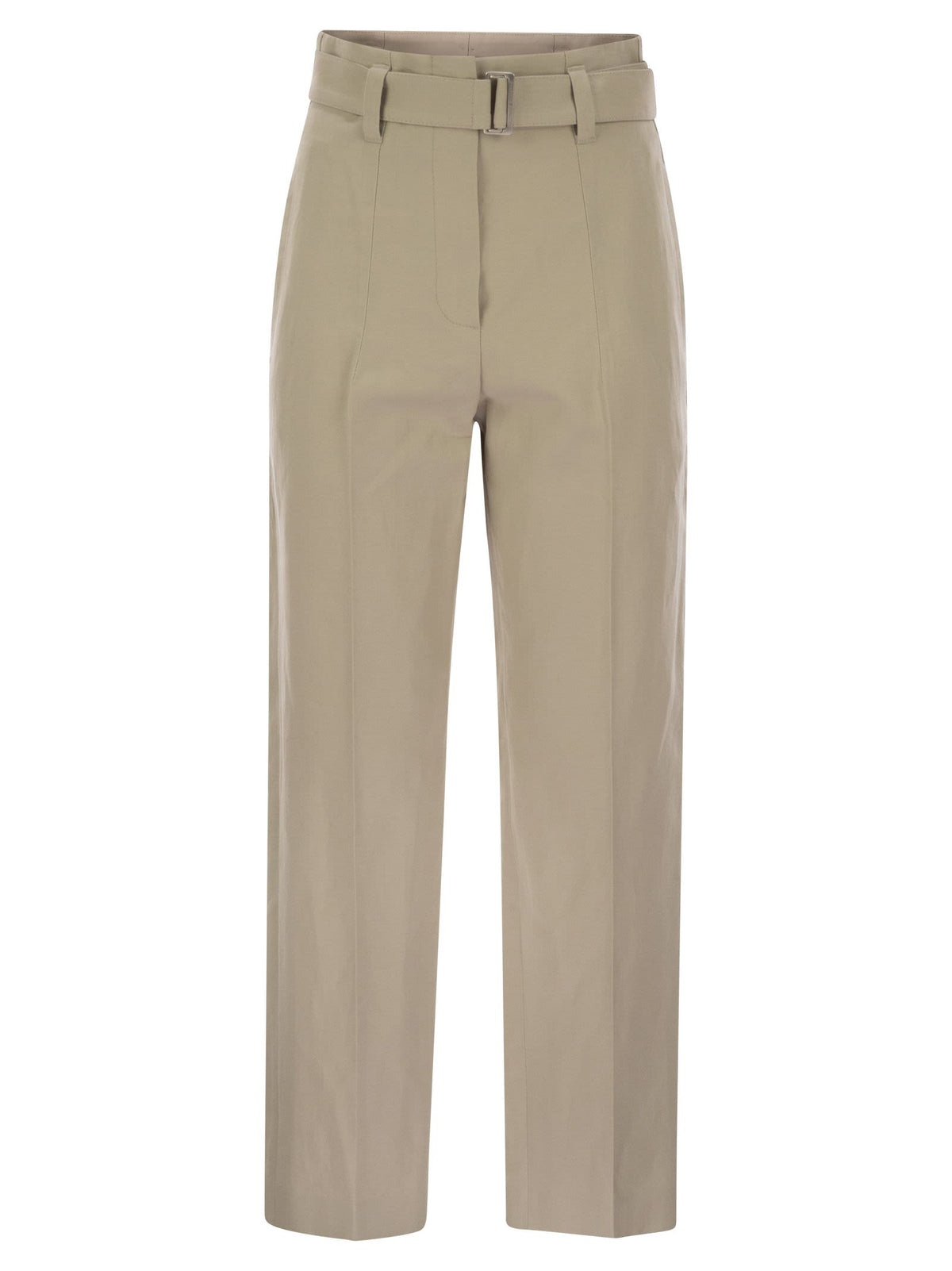 Brunello Cucinelli Women Brunello Cucinelli Women Cotton Linen Canvas Corset Cigarette Trousers With Jewellery