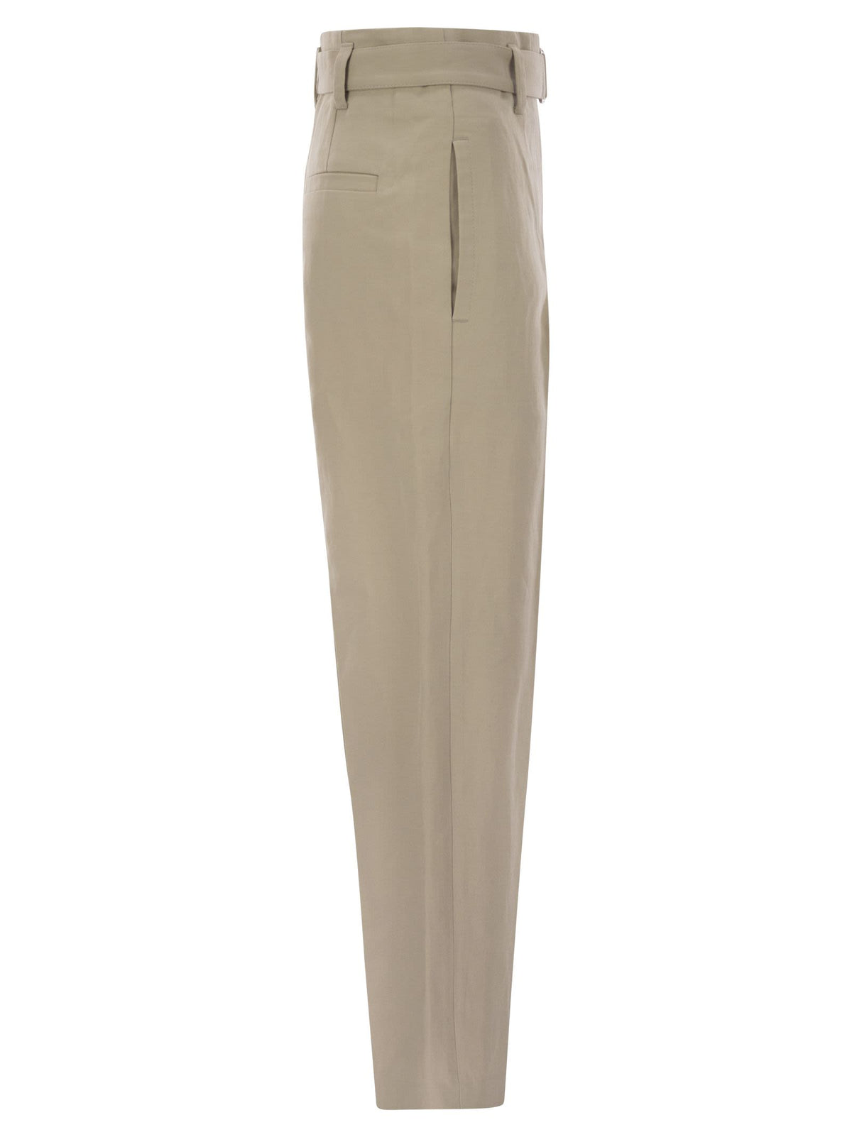 Brunello Cucinelli Women Brunello Cucinelli Women Cotton Linen Canvas Corset Cigarette Trousers With Jewellery