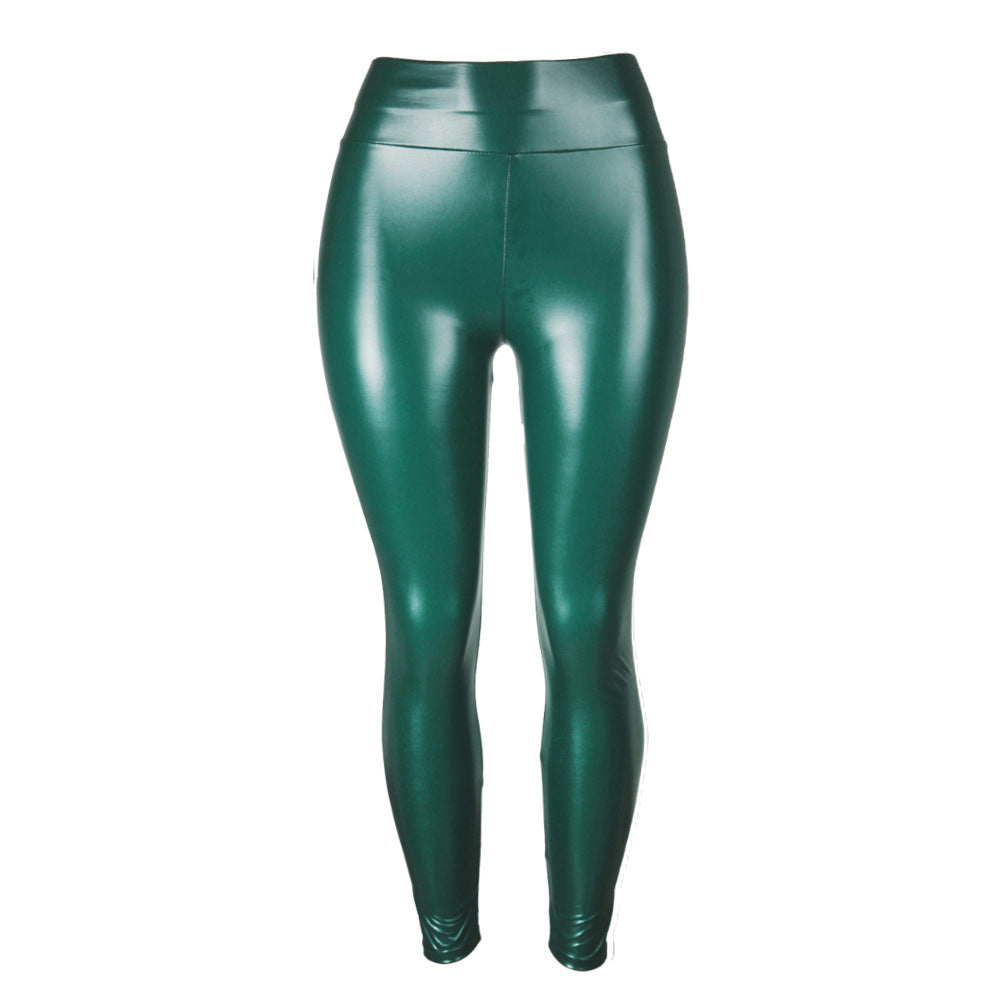 Womens High-Waisted Pencil Pants In Glossy PU Leather