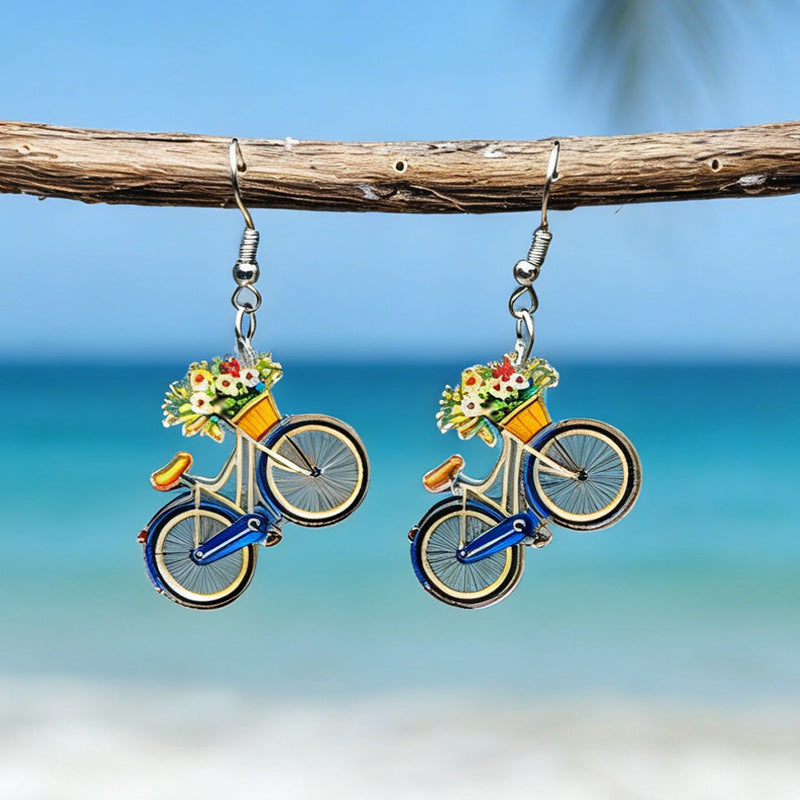 New Rose Sunflower Tulip Bicycle Earrings