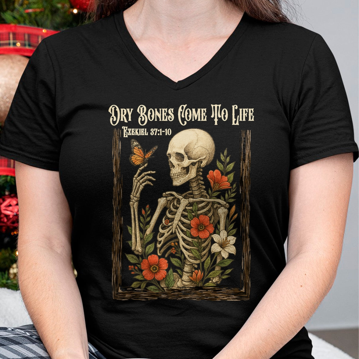 Christian Faith Dry Bones Come to Life Skeleton Floral T-Shirt - Halloween Unisex T-Shirt/Hoodie - NGHL00 (Copy)