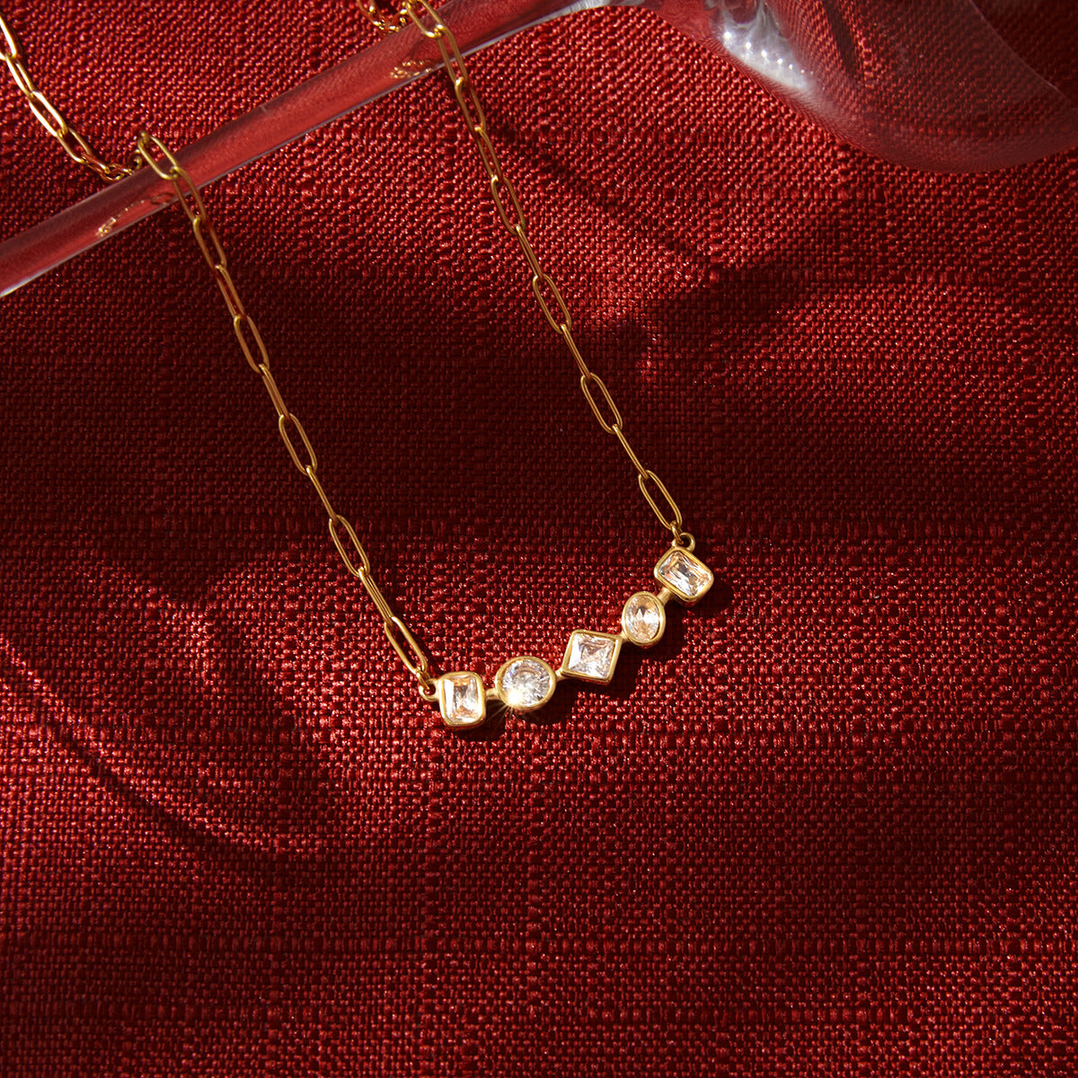 Zircon Necklace and Chain Tassel Earring Set