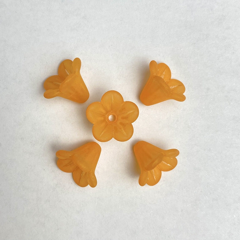 Frosted Acrylic Trumpet Flower Beads, 3D Bell-Shaped Bud Charms For DIY Hanfu Hairpin Flower Bases, Earrings & Jewelry Making.