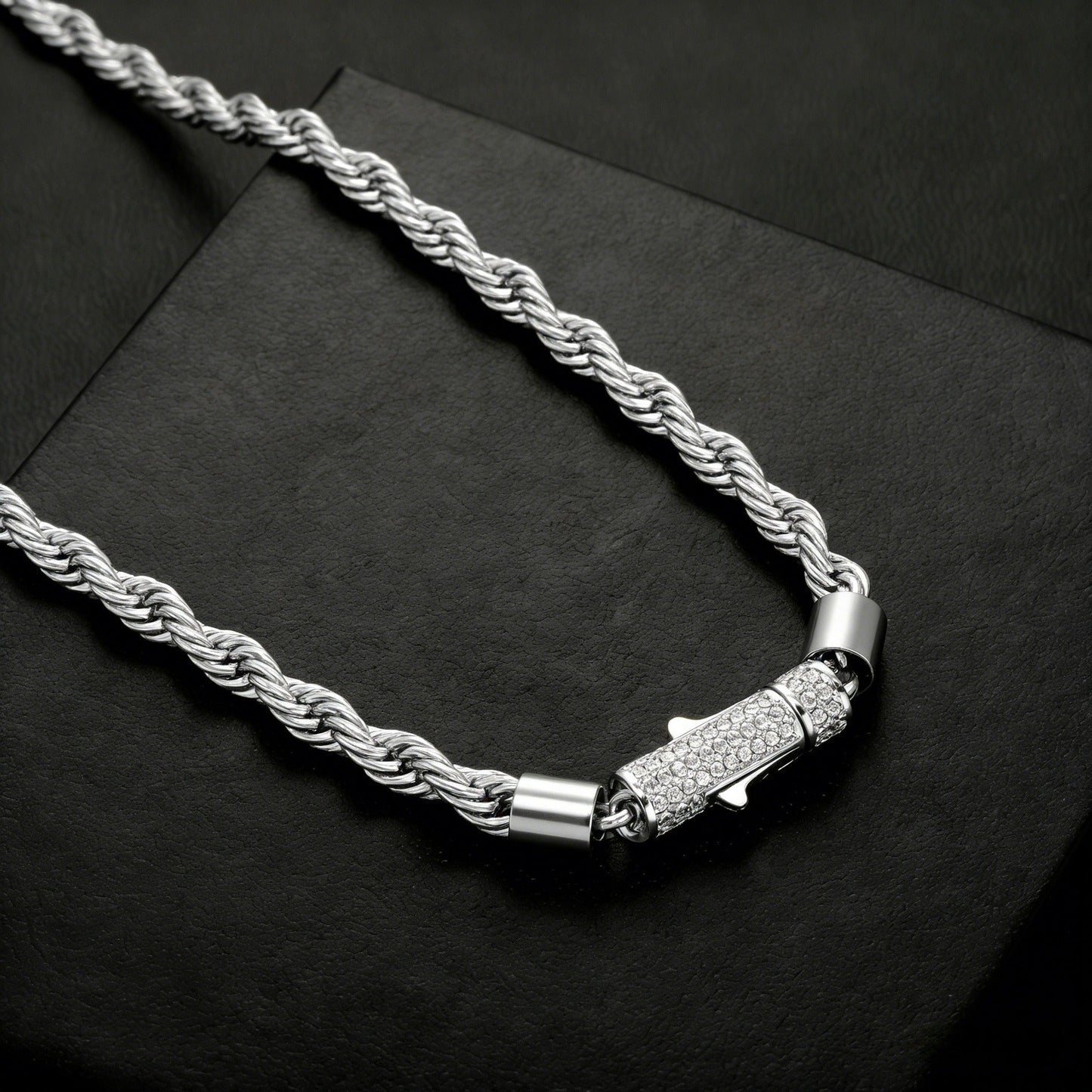 Cylindrical Spring-clasp Necklace Fully With Zirconias