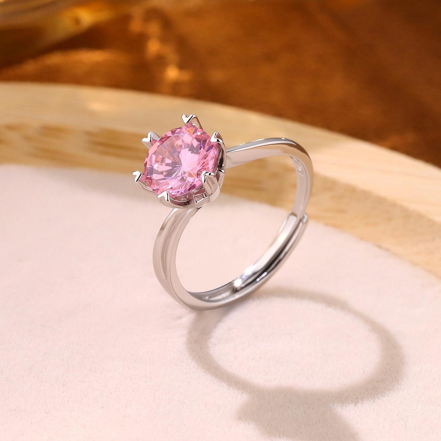 Simple And Versatile 2-Carat Designer Elegant Twisted-Style Six-Prong Ring For Women