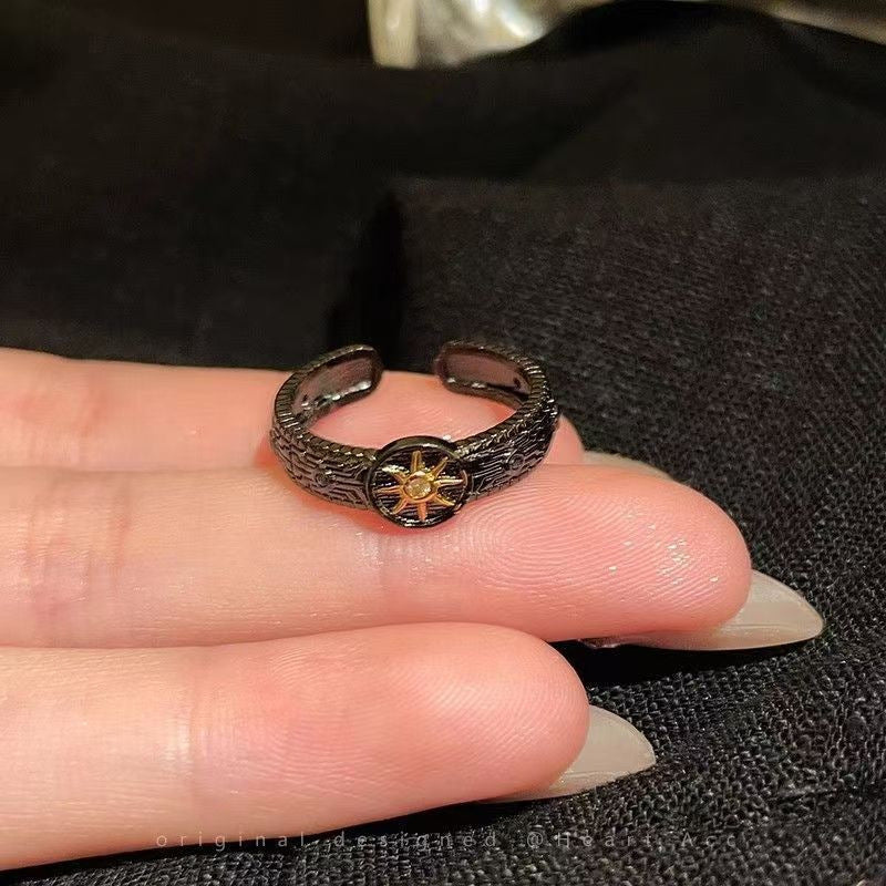 Vintage Butterfly Ring With Moonstone, Antique Gold Plated Adjustable Statement Ring For Women