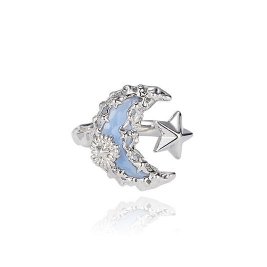 Lava Blue Moon Ring For Women Light Luxury High-End