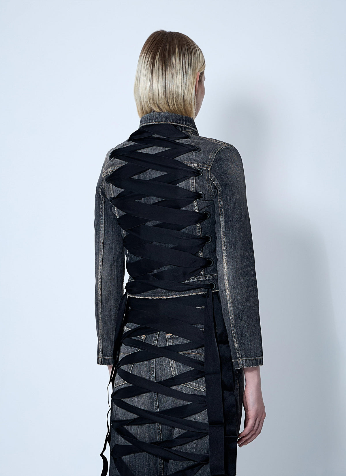 Balenciaga Women Lace-Up Denim Jacket
