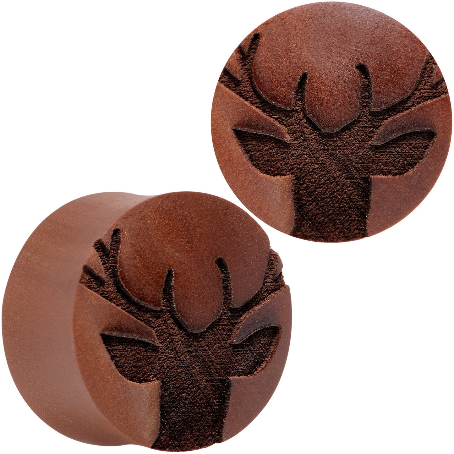 Organic Sawo Wood Holiday Antler Deer Saddle Plug Set Sizes 8mm to 25mm