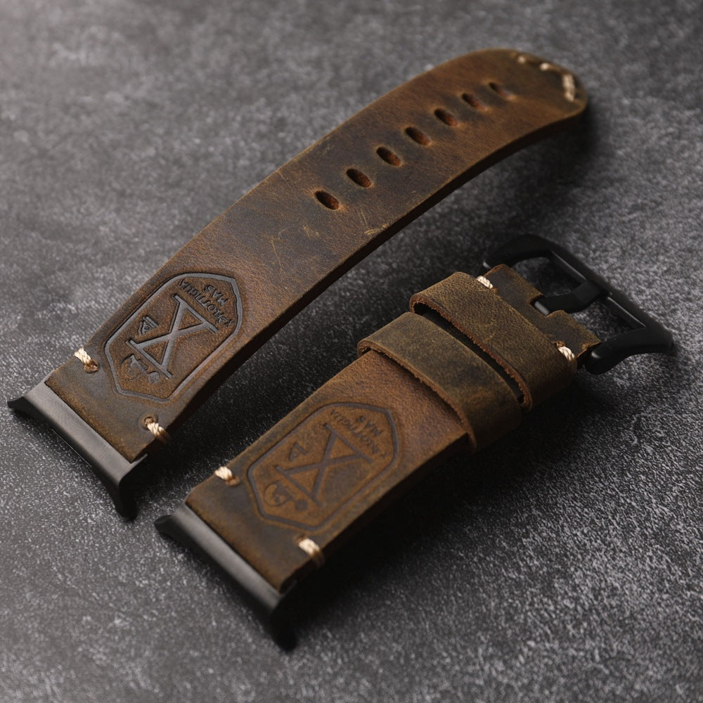 Vintage Distressed Genuine Leather Watch Strap
