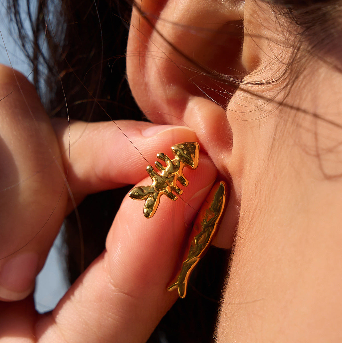 Stainless Steel Fish Stud Earrings