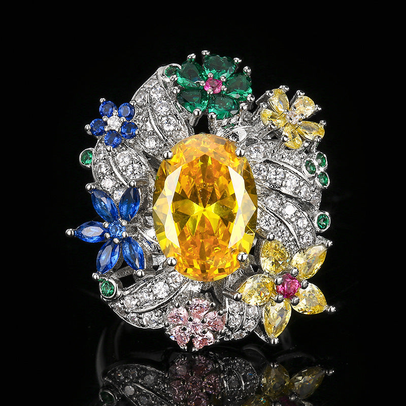 Luxury Vintage Open Ring With Shimmering Peacock Green Gemstone, Elegant Light Luxury Jewelry For Women