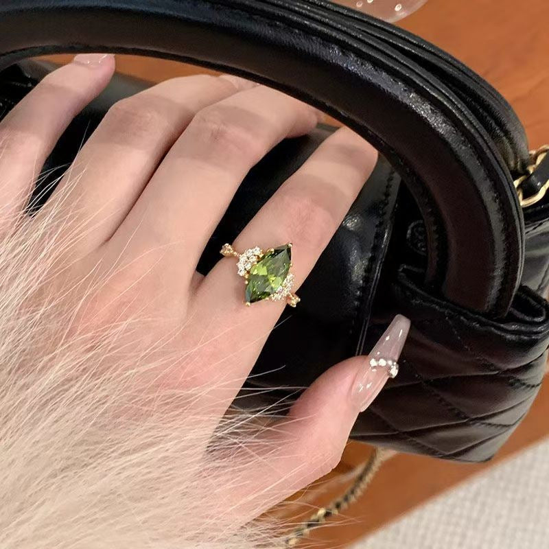 Vintage Tiger Eye Open Ring For Women, Maillard Retro Niche Design High-End Index Finger Ring