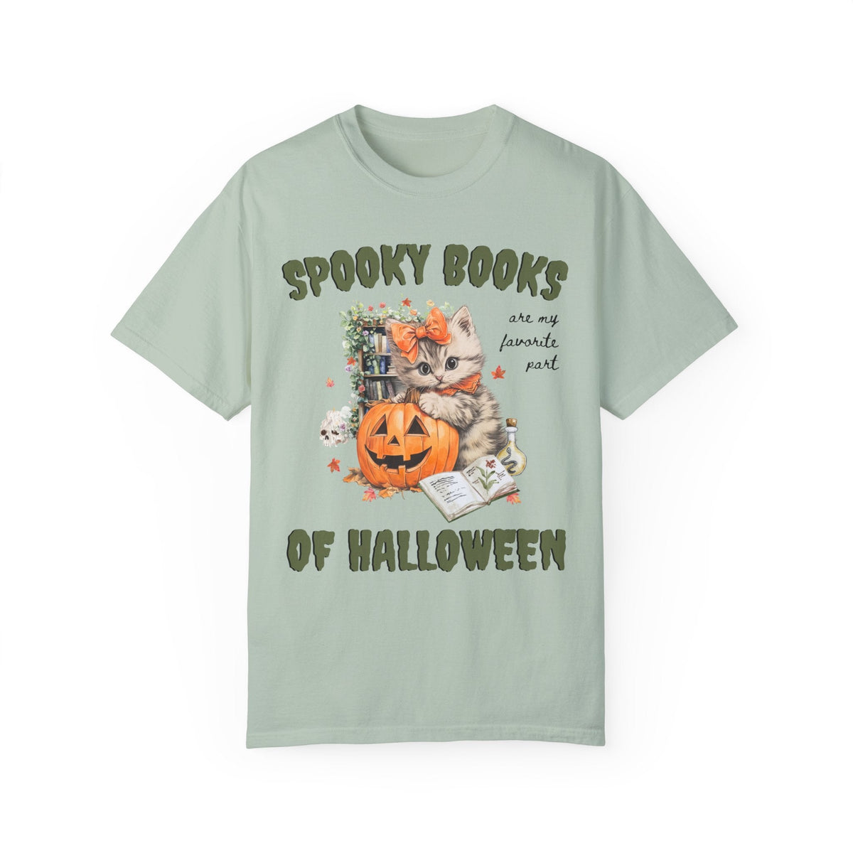 Bookish Halloween Tee Shirt for Cat Lover