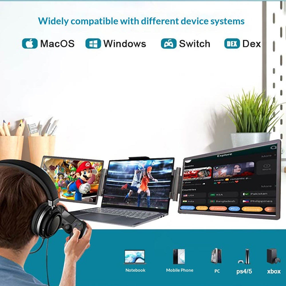 14-inch Dual-Screen Portable Monitor For Laptop External Display Extension