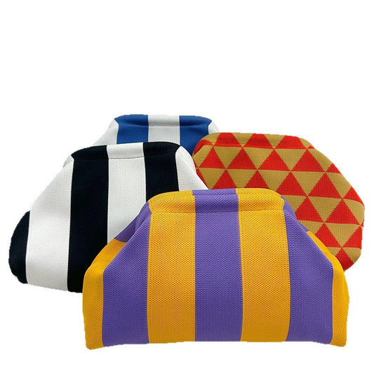 Womens Knitted Bag Striped Clutch