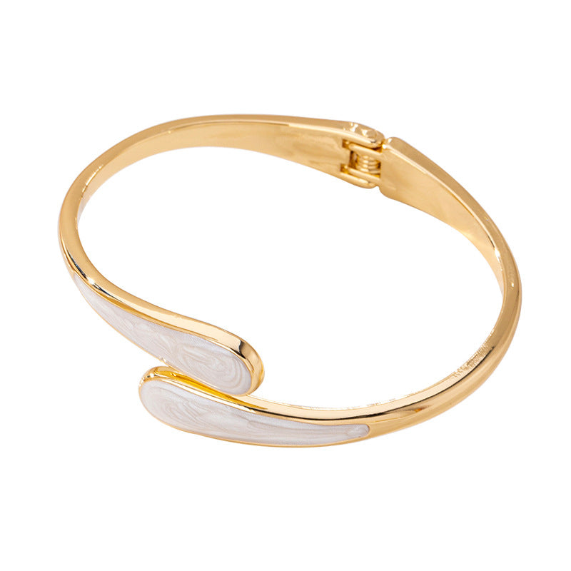 Metallic-Effect Alloy Open-End Bracelet For Women