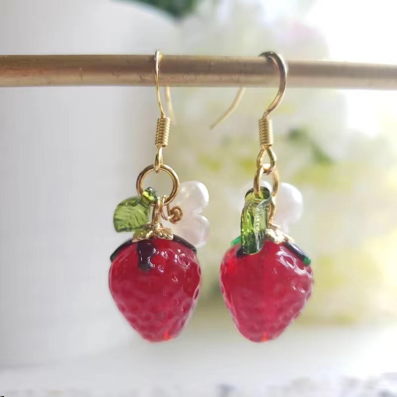 Chinese Advanced Color Creative Plant Pendant Earrings