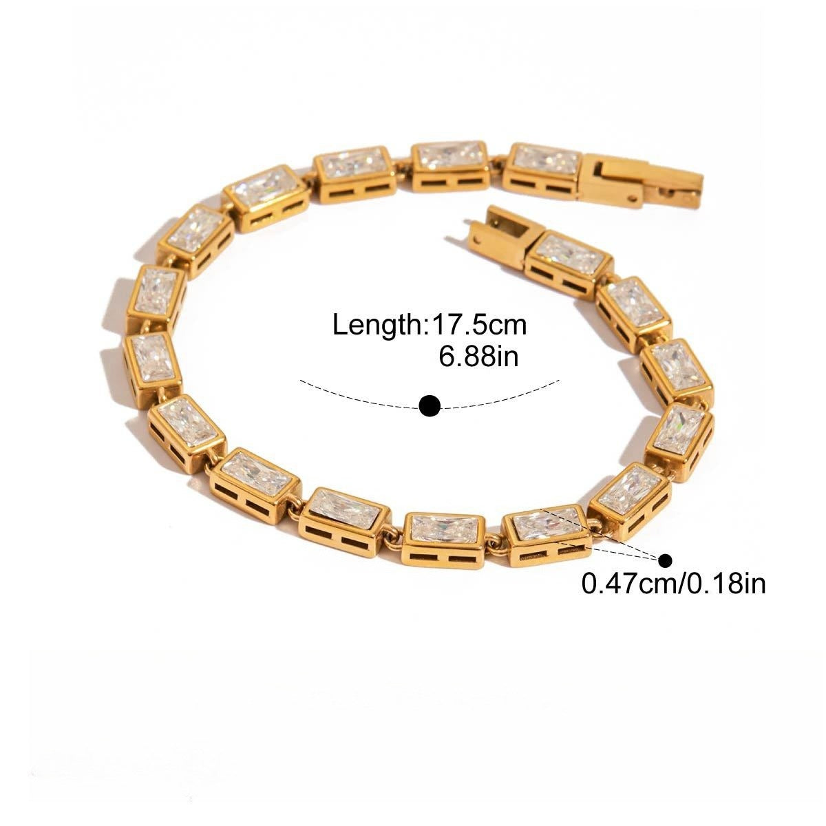 18K gold-plated titanium steel bracelet with rhinestones