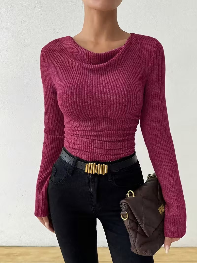 Cross Border European And American Women S Fashion 2026 Fall Winter Best Sellers Solid Color Sweaters Women's Long Sleeve Knit Tops  Casual Tops