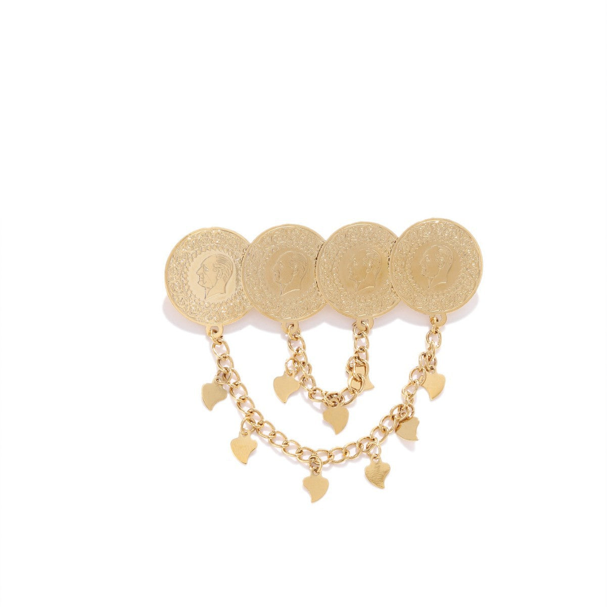 Vintage Coin Tassel Brooch Pin