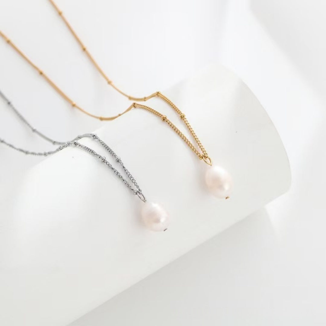 Titanium Steel Non Fading Necklace, Freshwater Pearl, Light Luxury, High-end Feel