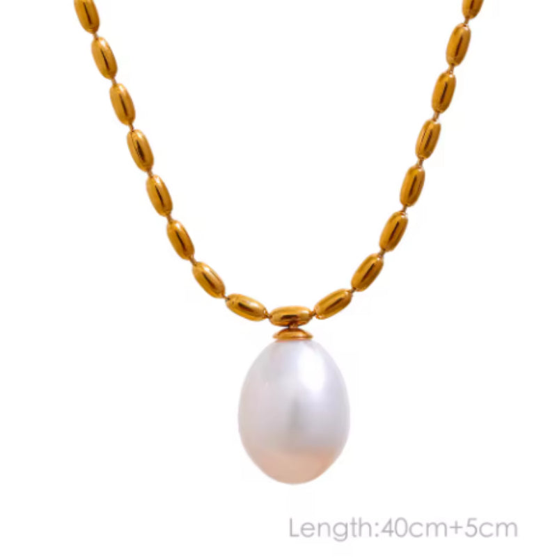 Natural Pearl Beads Chic Exquisite Necklace Thin Chain Stainless Steel Minimalist Charm Collar Jewelry Women