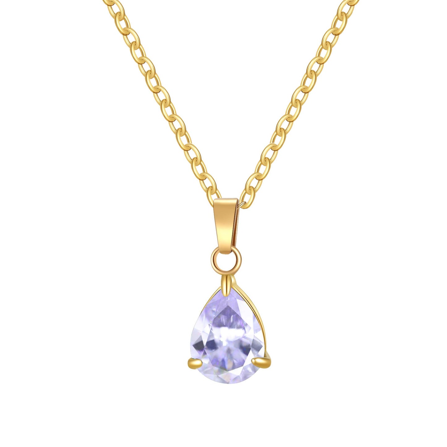 3A Water Drop Zircon Small Pendant Solitaire Pear-Shaped Zircon Womens Clavicle Chain