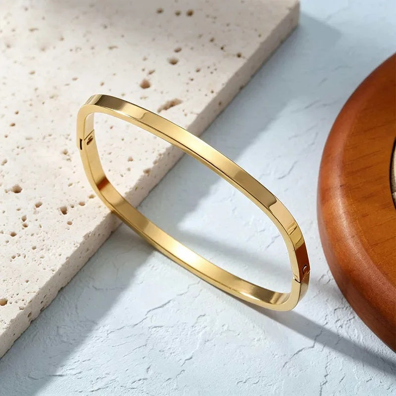 Stainless Steel Minimalist Style Vacuum Plated Bracelet With A Wind-like Finish