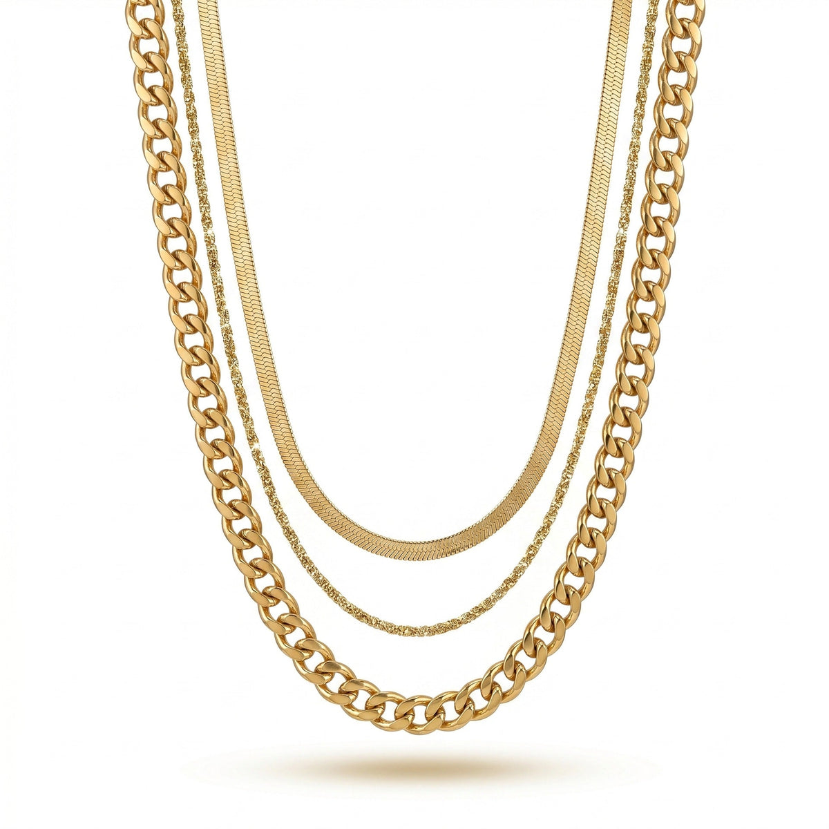 New European American Cross Border Fade Resistant Stainless Steel Necklace Stackable Set, Flower Geometric Disc Women Necklace