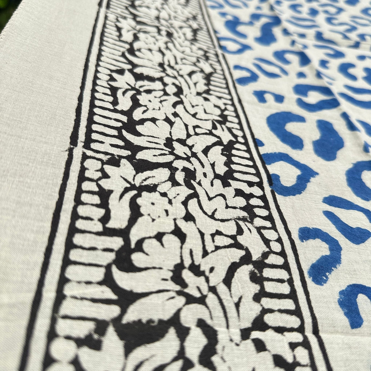 Wild Indigo Bloom – Hand Block Print Cotton Scarf, Oversized Boho Wrap & Lightweight Sarong