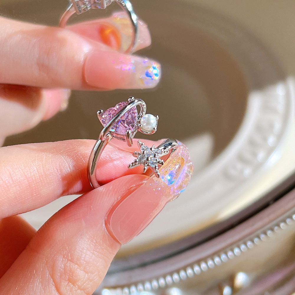 Unique  Heart Thorn Cat Eye Zircon Ring For Women, Sweet Cool Fashion Versatile Band
