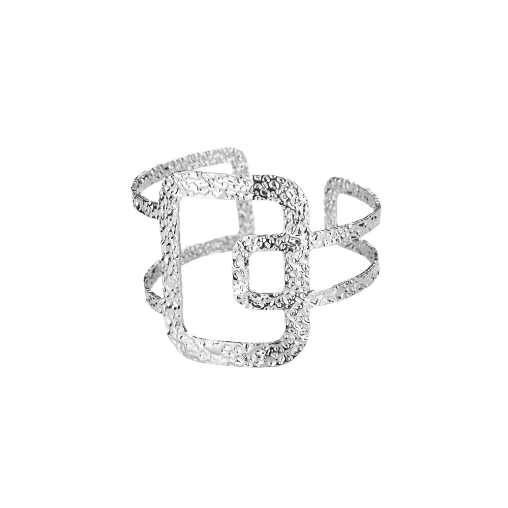 Womens Luxury High-end C-shaped Geometric Open Bangle
