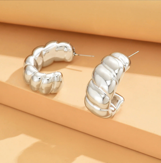 Ins Viral Luxury Earrings, High-End Beach Vacation Style, Geometric Bold Studs & Hoops For Women