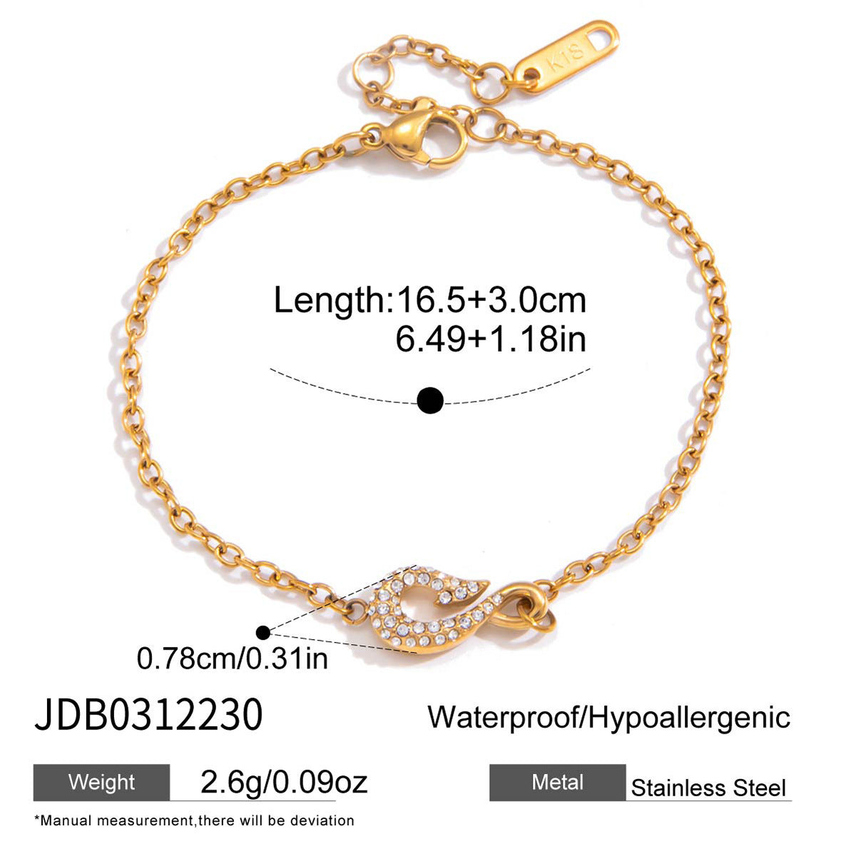 Zircon Fish Hook Necklace and Bracelet Set