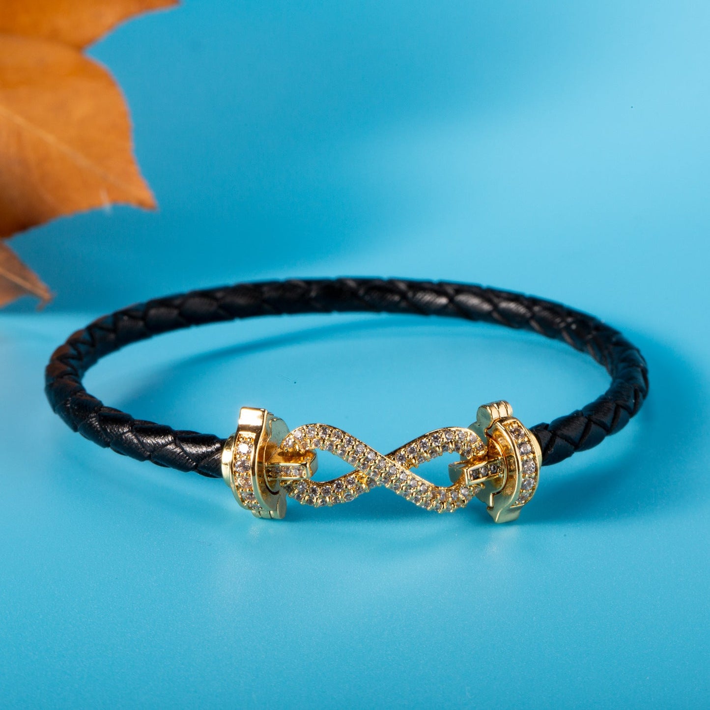 Eight-character Clasp Braided Leather Cord Bracelet