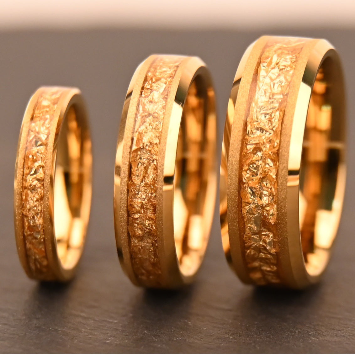6mm Wide Tungsten Steel Gold Sandblasted New-style Ring
