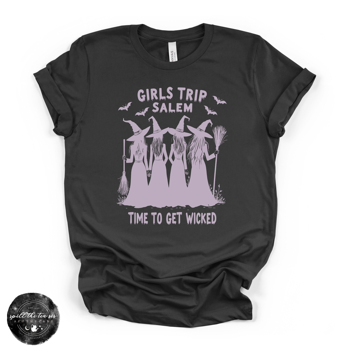 Girls Trip to Salem Tee | Witchy Travel Graphic T-Shirt {WHITE DESIGN}